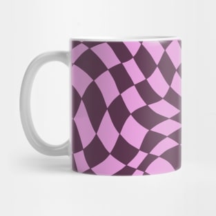 Dark Purple and Pink Distorted Warped Checkerboard Pattern II Mug